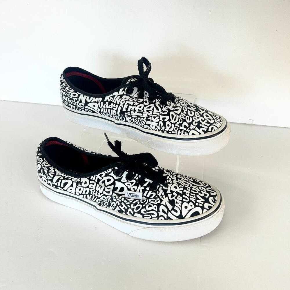 7.5 Women 6 Men- Vans Authentic x A Tribe Called Quest- B/W Graphic Sneaker‎